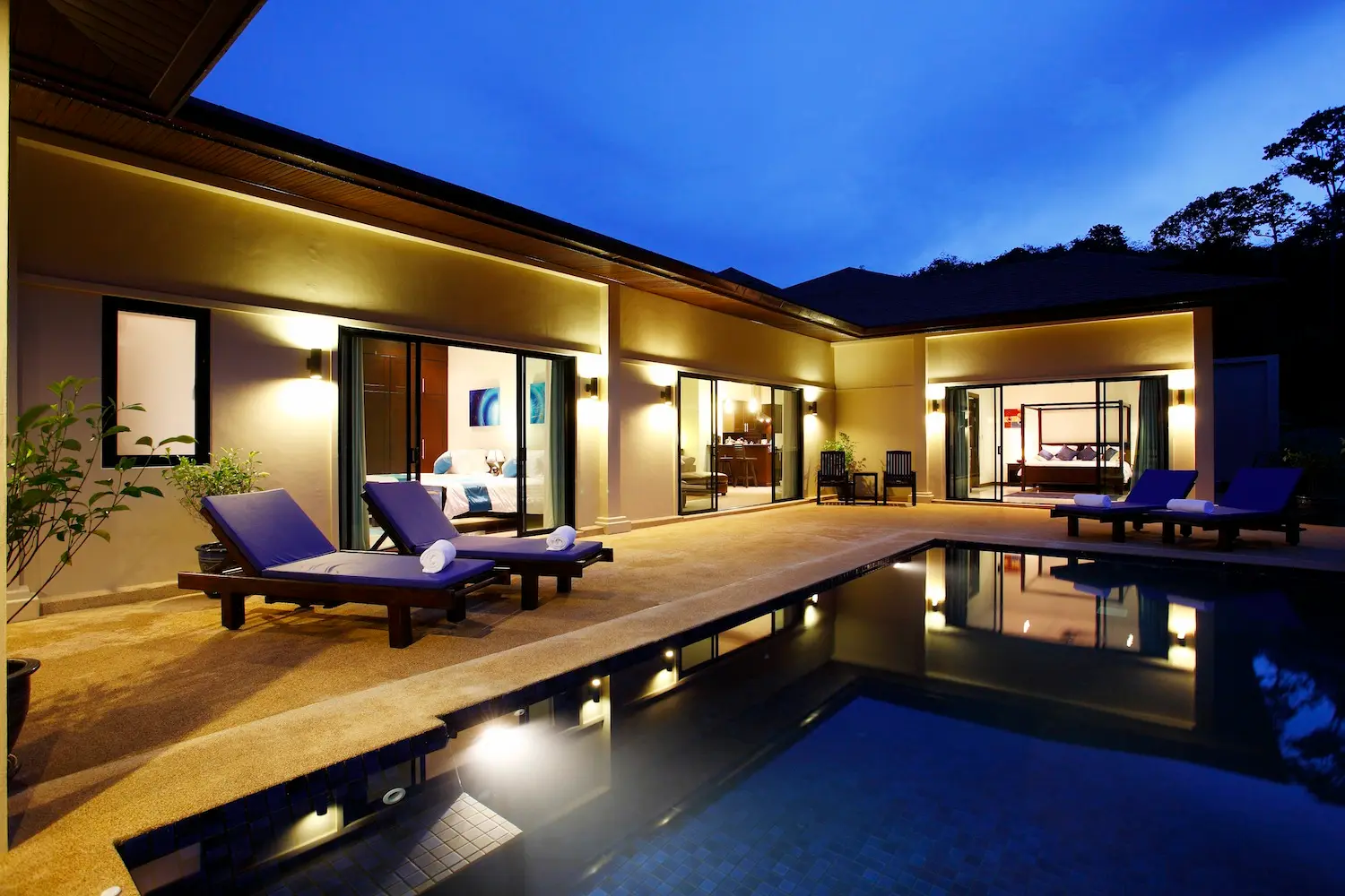Gemstone Villa — Pool at night