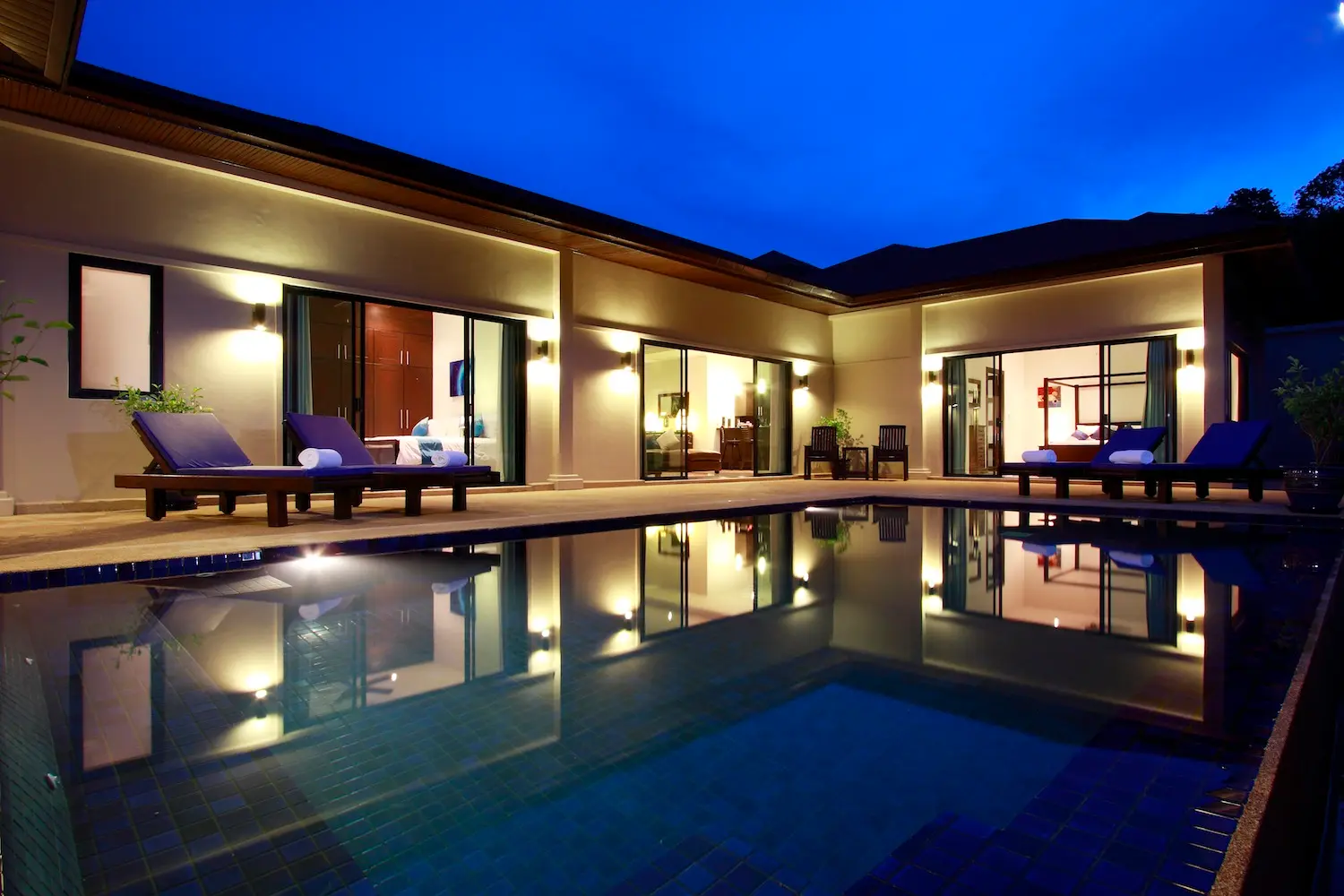 Gemstone Villa — Pool at night