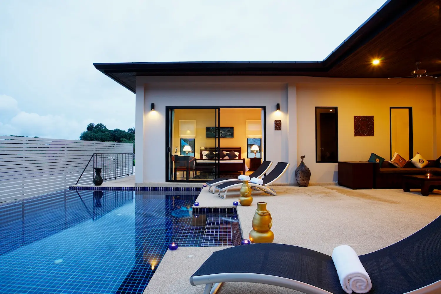 Pearl Villa — Pool at night