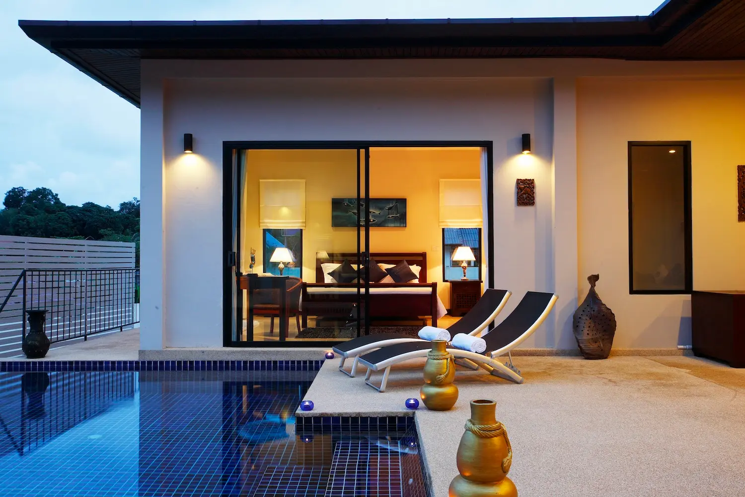 Pearl Villa — Pool at night