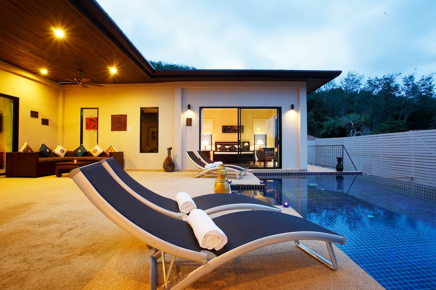 Pearl Villa — Pool at night