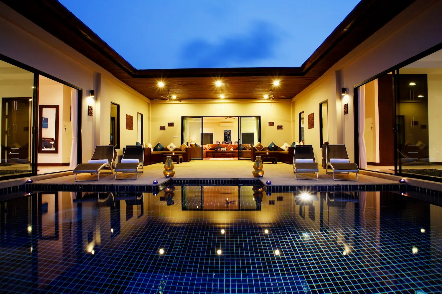 Pearl Villa — Pool at night